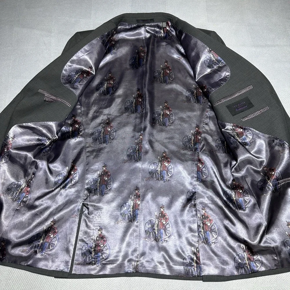 Ted‎ Baker Endurance Dark Gray Wool Surgeon Cuffs Blazer Jacket Men's Size 40L